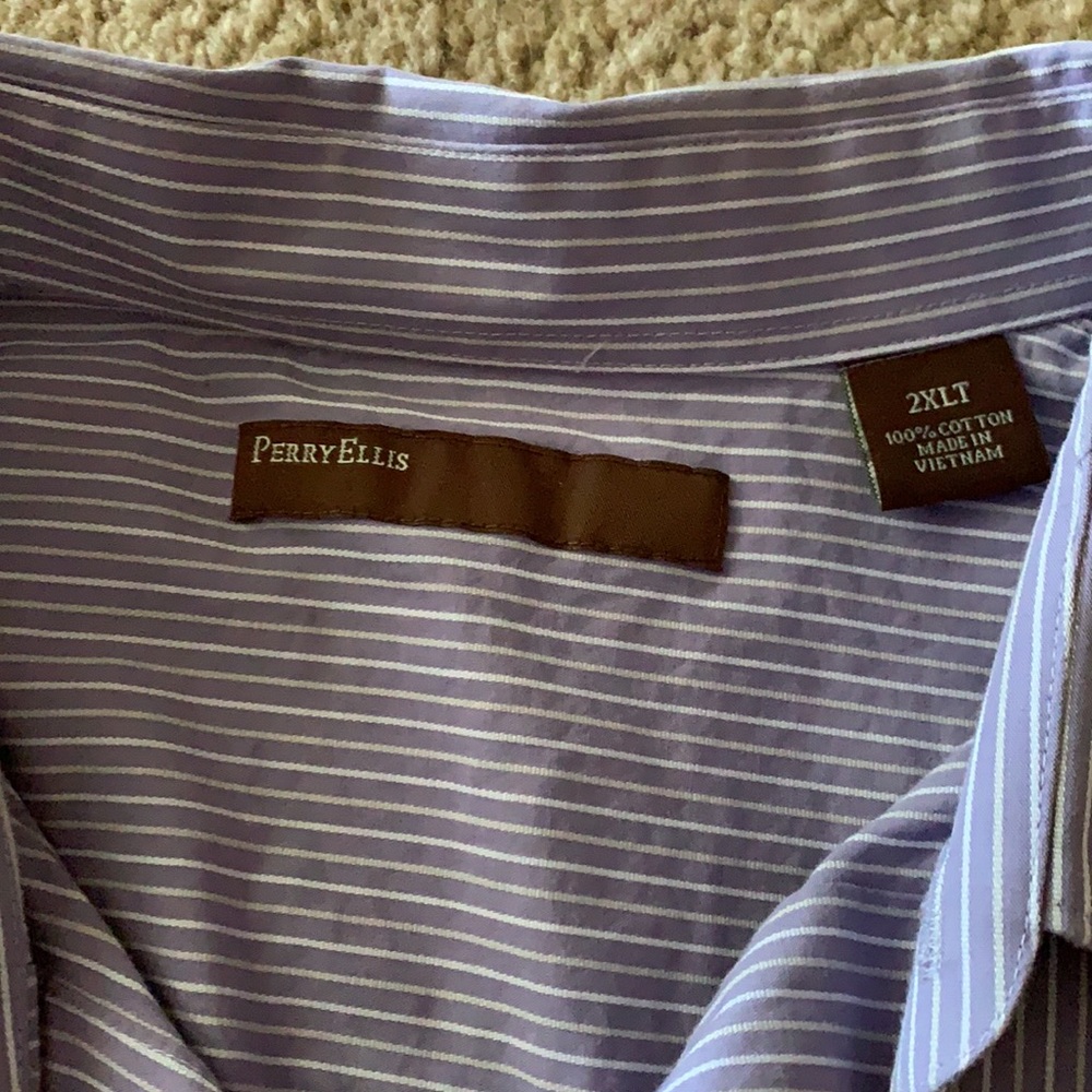 PerryEllis Lavender Stripped Button Down Shirt - Picture 2 of 4